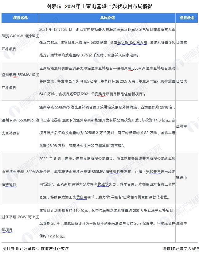 2024年海上光伏行业领先企业分析——正泰电器：2024年上半年光伏电站工程承包业务收入达11852亿元【组图】(图5)