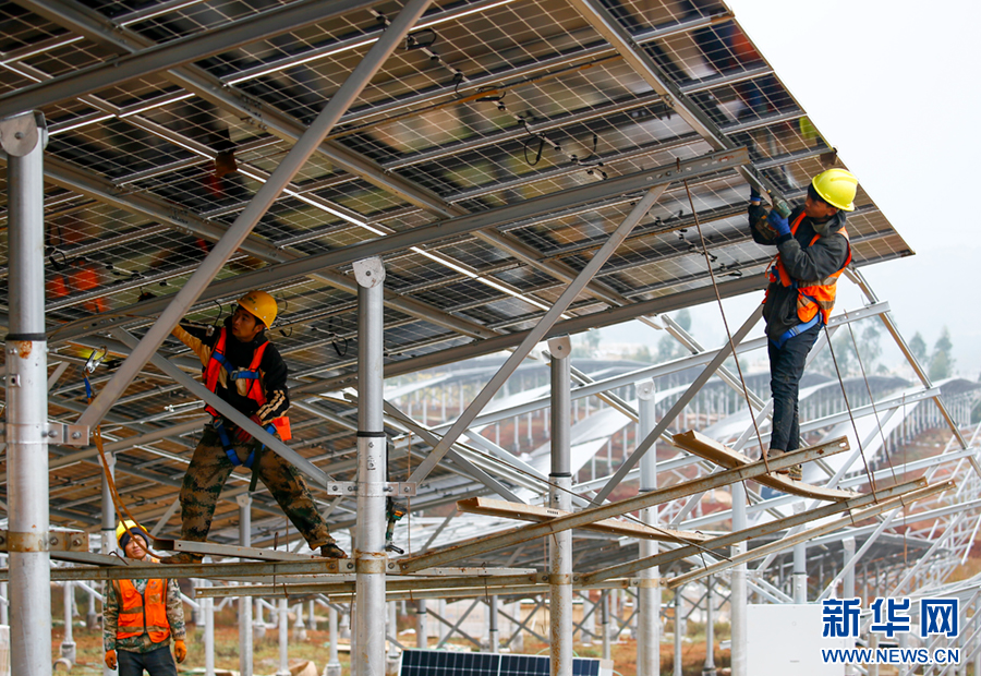 云南曲靖沾益：光伏电站建设忙_新华网(图5)